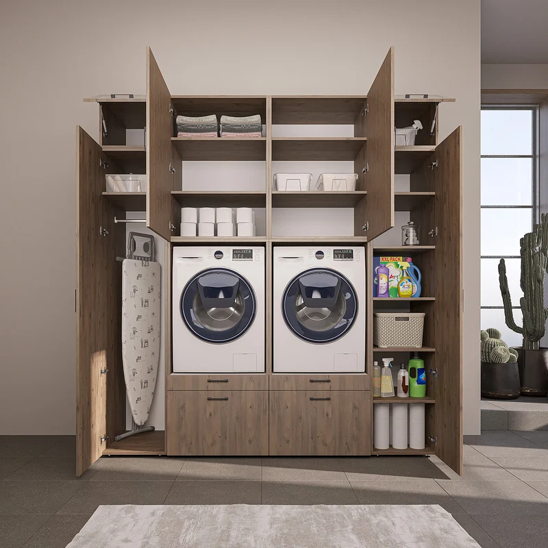 Roomart wasmachinekast SERIE 2 met 2 hoge kasten, 254 cm, in 3 kleuren