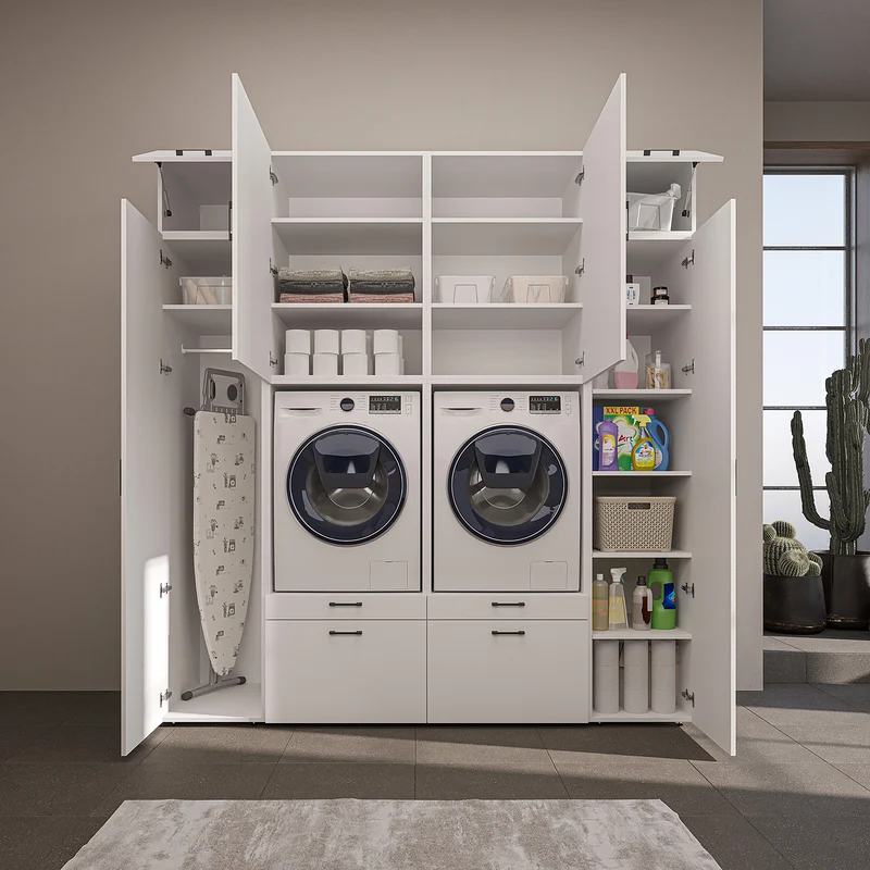 Roomart wasmachinekast SERIE 2 met 2 hoge kasten, 254 cm, in 3 kleuren