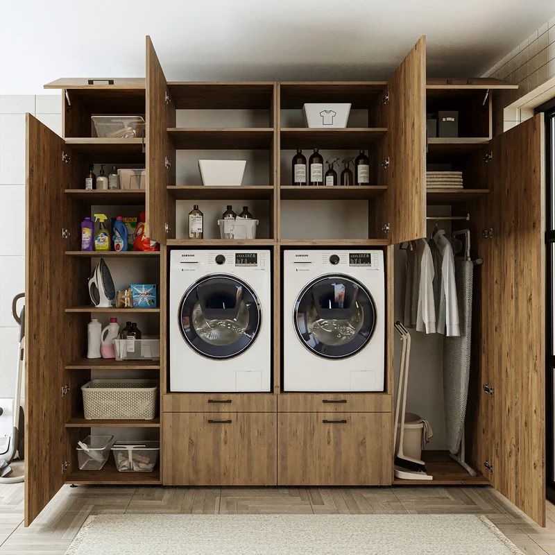 Roomart wasmachinekast SERIE 2 met 2 hoge kasten, 254 cm, in 3 kleuren