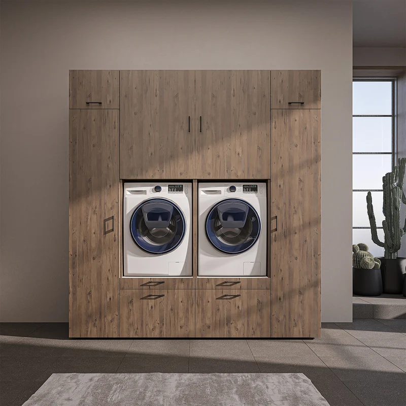 Roomart wasmachinekast SERIE 2 met 2 hoge kasten, 254 cm, in 3 kleuren
