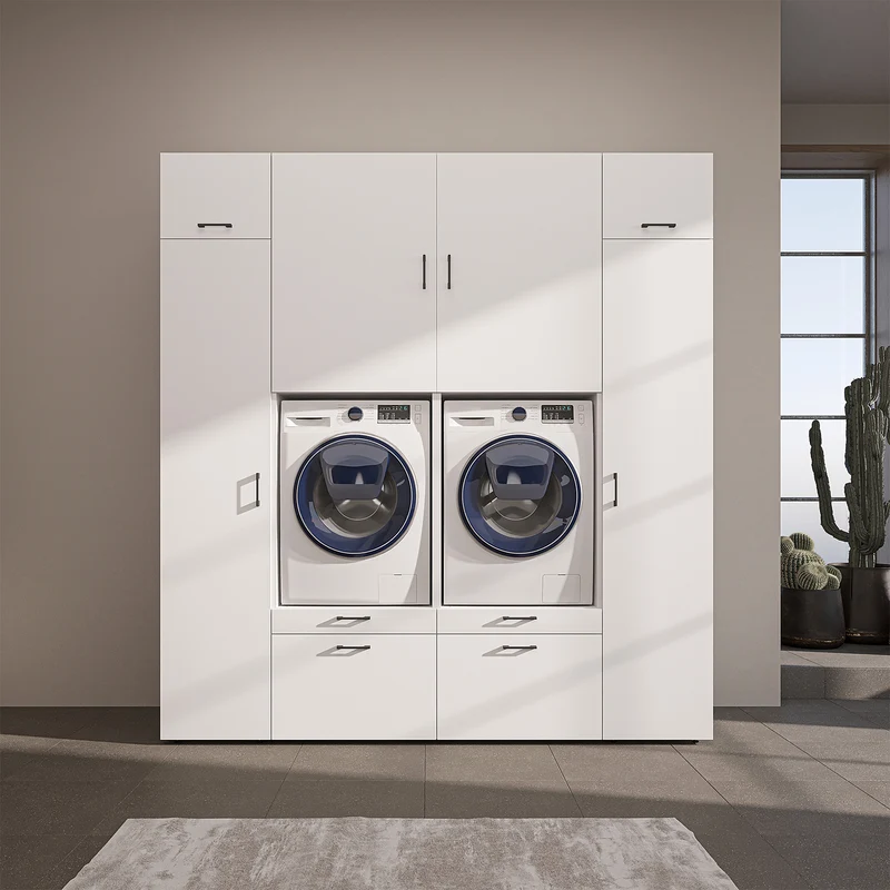 Roomart wasmachinekast SERIE 2 met 2 hoge kasten, 254 cm, in 3 kleuren