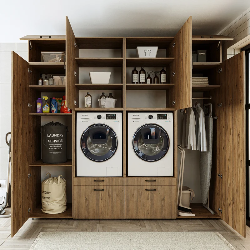 Roomart wasmachinekast SERIE 2 met 2 hoge kasten, 254 cm, in 3 kleuren