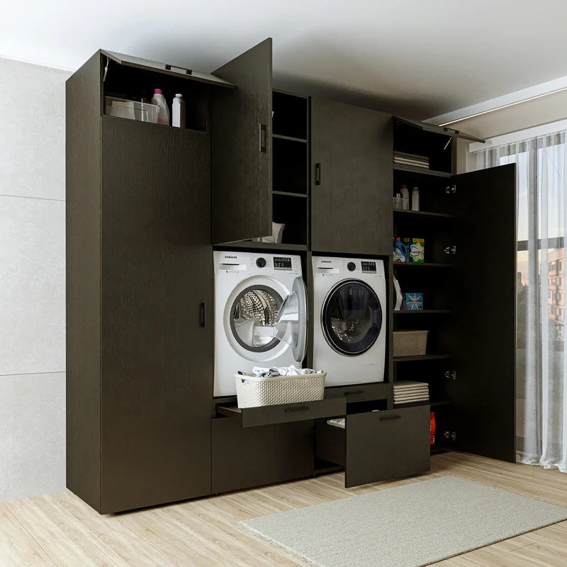 Roomart wasmachinekast SERIE 2 met 2 hoge kasten, 254 cm, in 3 kleuren