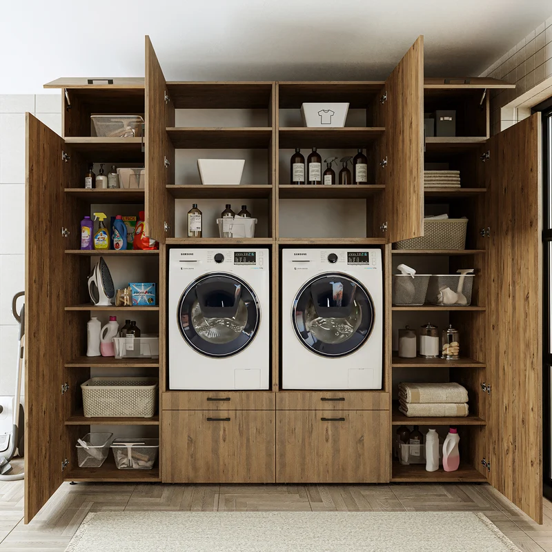 Roomart wasmachinekast SERIE 2 met 2 hoge kasten, 254 cm, in 3 kleuren