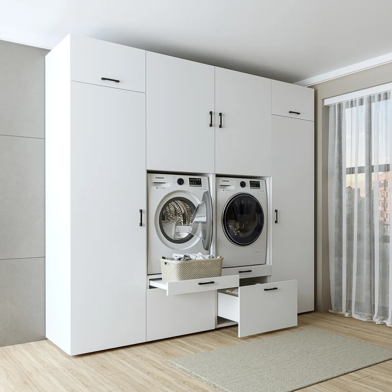 Roomart wasmachinekast SERIE 2 met 2 hoge kasten, 254 cm, in 3 kleuren
