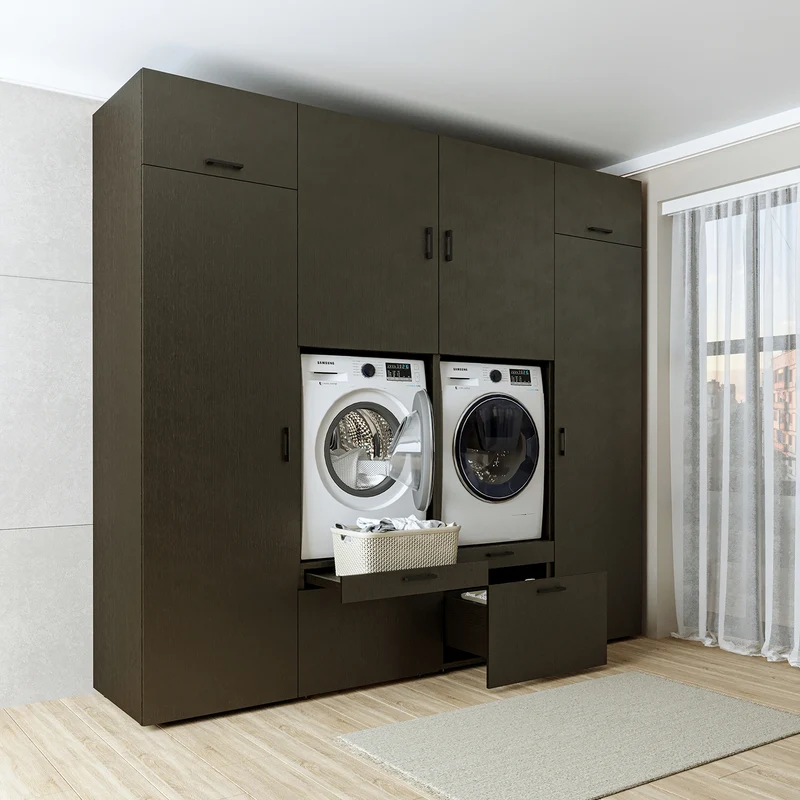 Roomart wasmachinekast SERIE 2 met 2 hoge kasten, 254 cm, in 3 kleuren