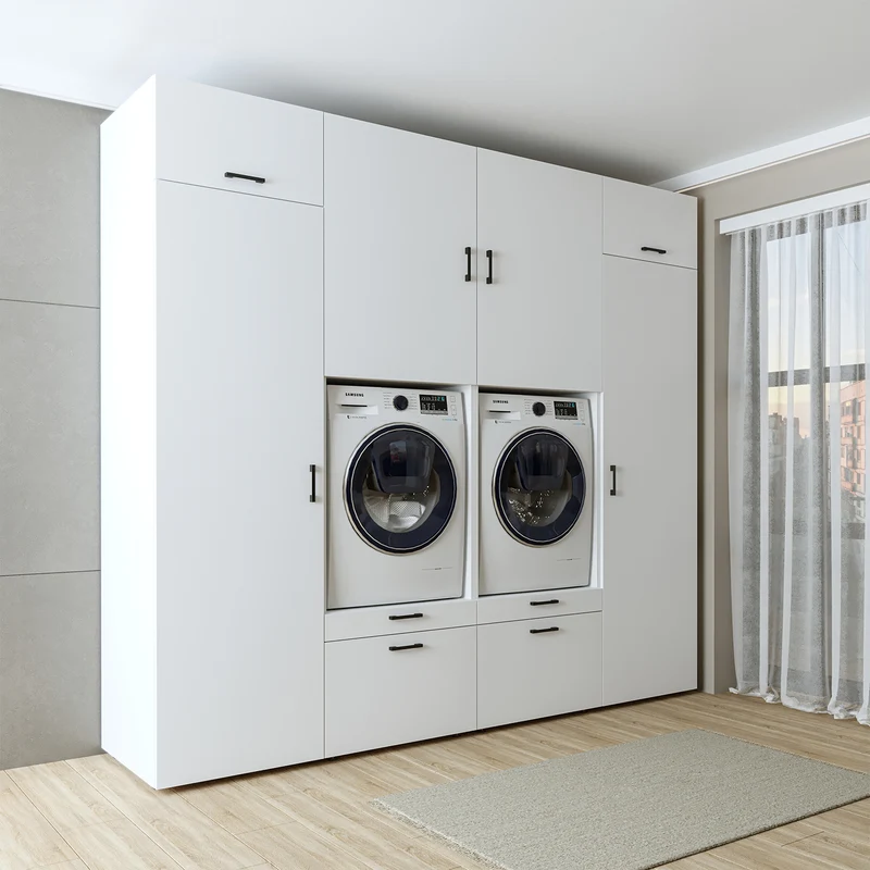 Roomart wasmachinekast SERIE 2 met 2 hoge kasten, 254 cm, in 3 kleuren