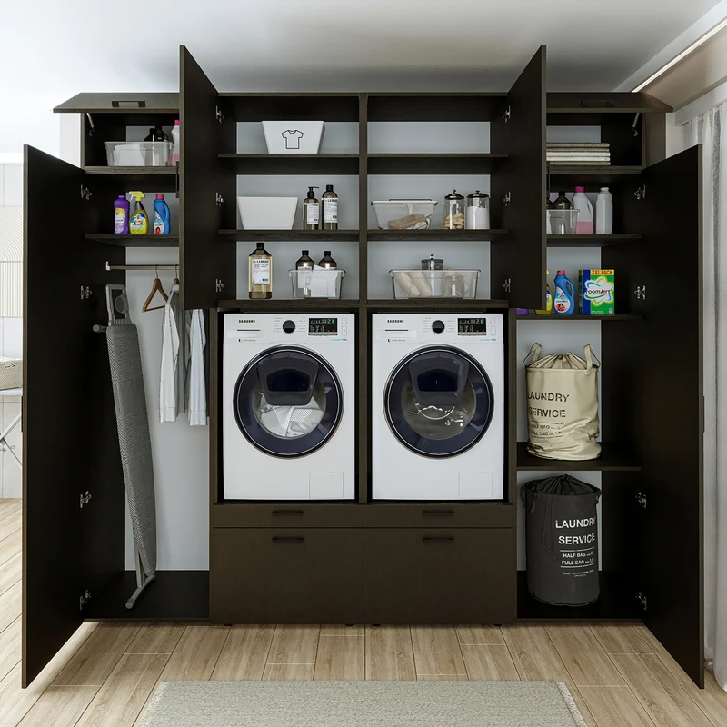 Roomart wasmachinekast SERIE 2 met 2 hoge kasten, 254 cm, in 3 kleuren