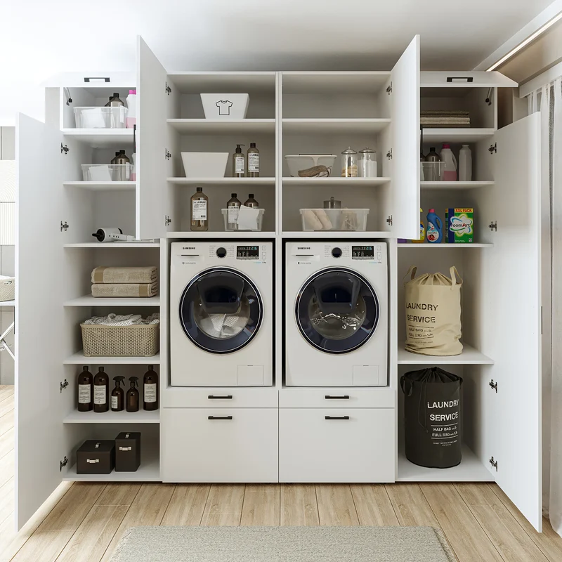 Roomart wasmachinekast SERIE 2 met 2 hoge kasten, 254 cm, in 3 kleuren