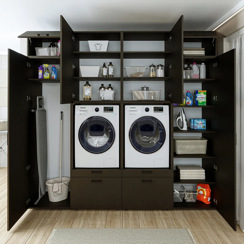 Roomart wasmachinekast SERIE 2 met 2 hoge kasten, 254 cm, in 3 kleuren