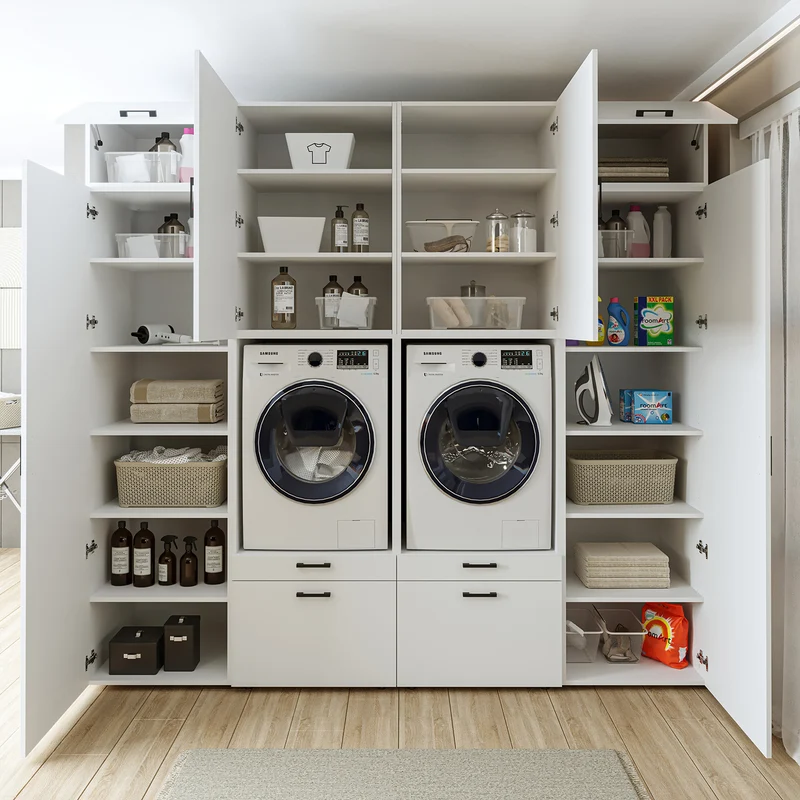 Roomart wasmachinekast SERIE 2 met 2 hoge kasten, 254 cm, in 3 kleuren