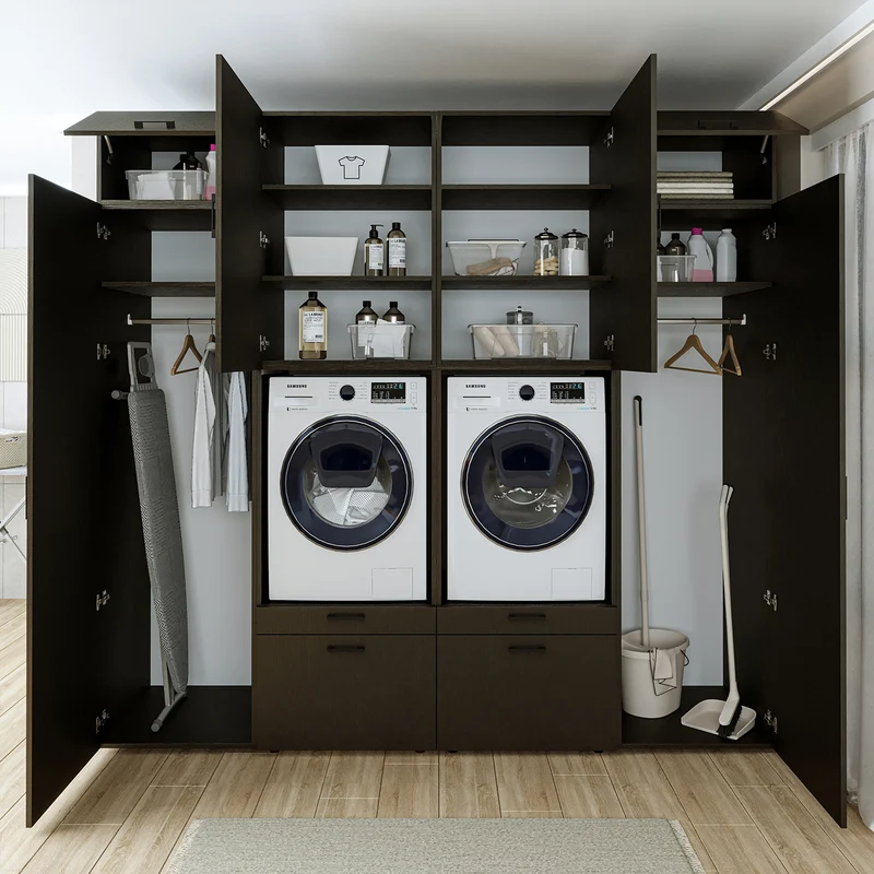 Roomart wasmachinekast SERIE 2 met 2 hoge kasten, 254 cm, in 3 kleuren