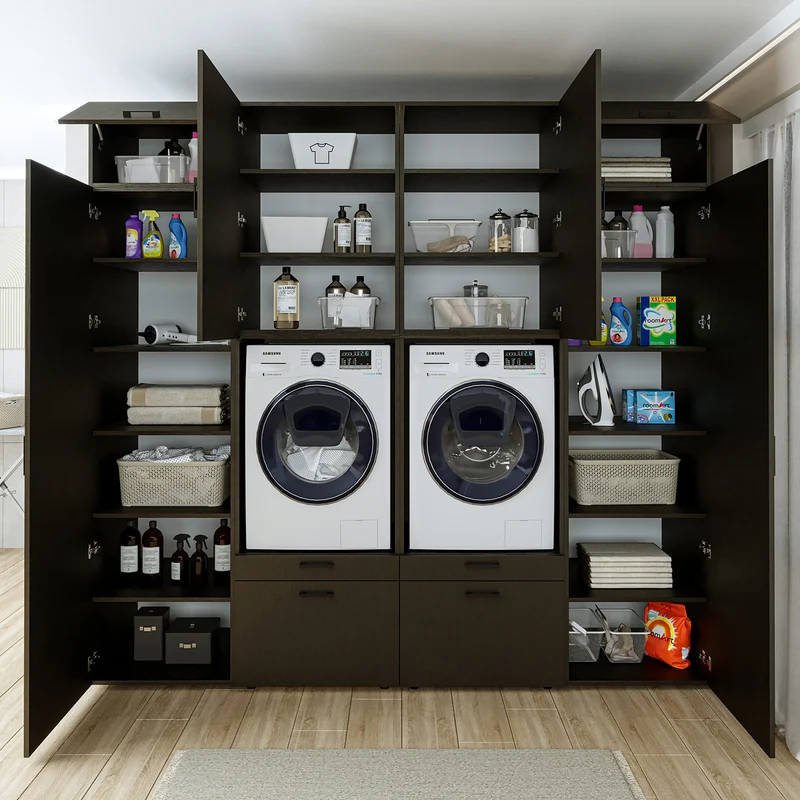 Roomart wasmachinekast SERIE 2 met 2 hoge kasten, 254 cm, in 3 kleuren