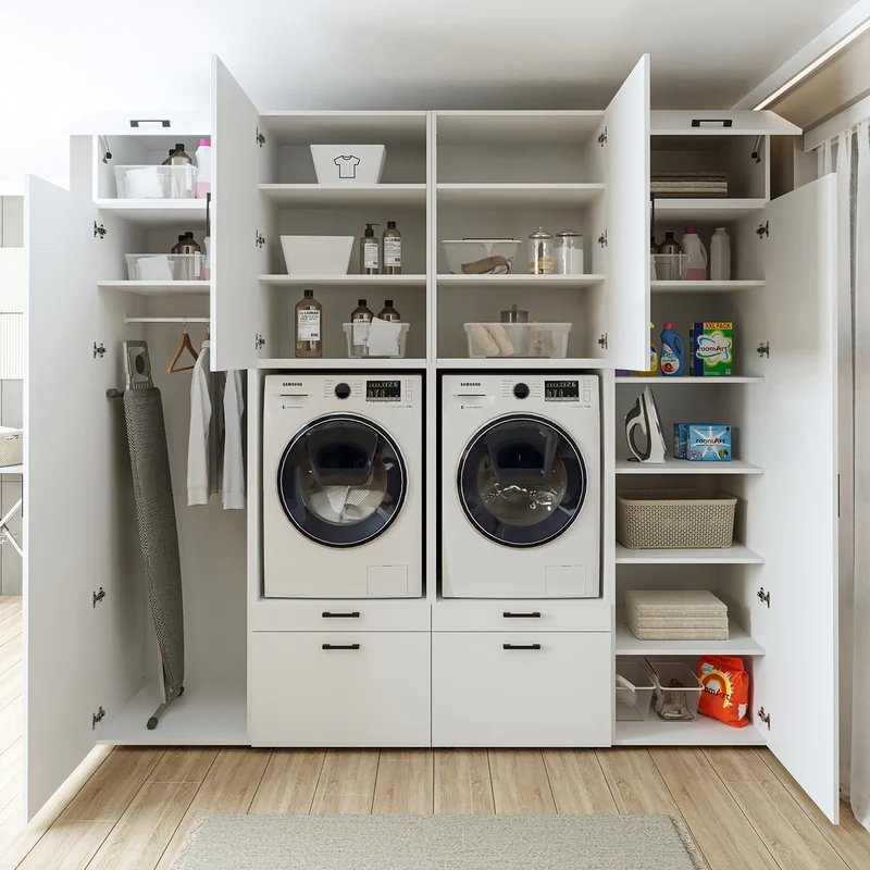Roomart wasmachinekast SERIE 2 met 2 hoge kasten, 254 cm, in 3 kleuren