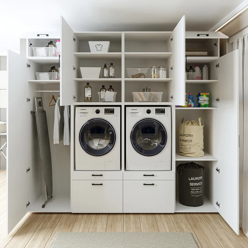 Roomart wasmachinekast SERIE 2 met 2 hoge kasten, 254 cm, in 3 kleuren