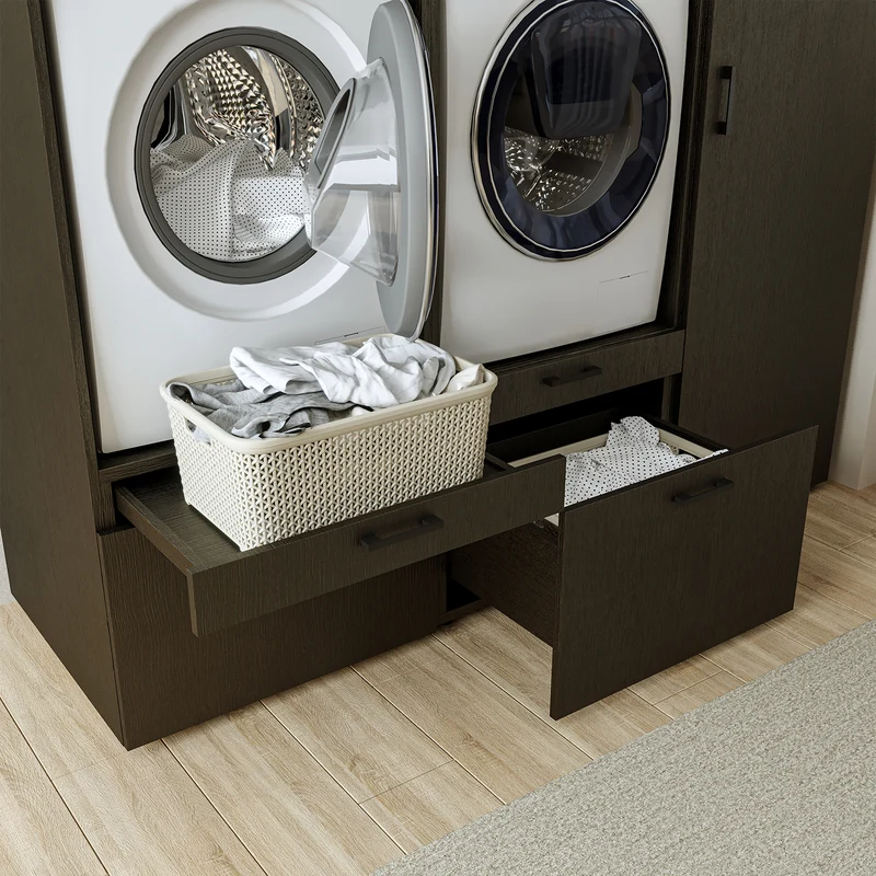 Roomart wasmachinekast SERIE 2, dubbele kast met uittrekplanken en hoge kast, in 3 kleuren