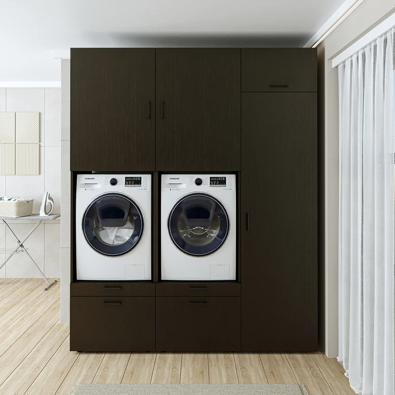 Roomart wasmachinekast SERIE 2, dubbele kast met uittrekplanken en hoge kast, in 3 kleuren