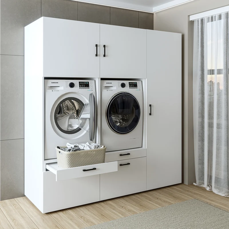 Roomart wasmachinekast SERIE 2, 194 cm, dubbele kast met hoge kast, in 3 kleuren