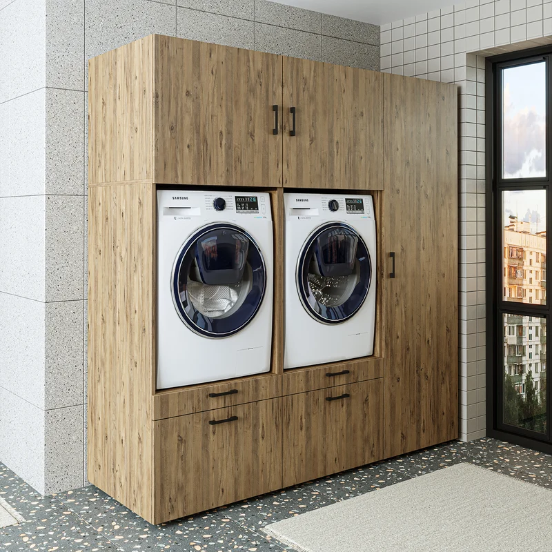 Roomart wasmachinekast SERIE 2, 194 cm, dubbele kast met hoge kast, in 3 kleuren