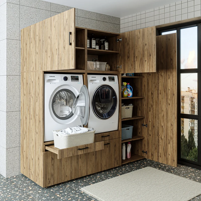 Roomart wasmachinekast SERIE 2, 194 cm, dubbele kast met hoge kast, in 3 kleuren