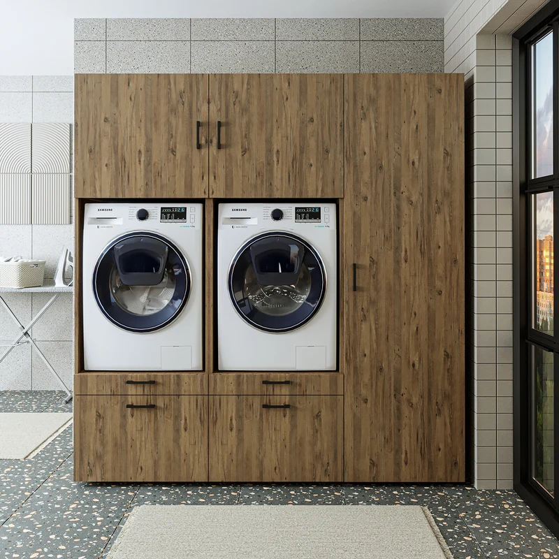 Roomart wasmachinekast SERIE 2, 194 cm, dubbele kast met hoge kast, in 3 kleuren