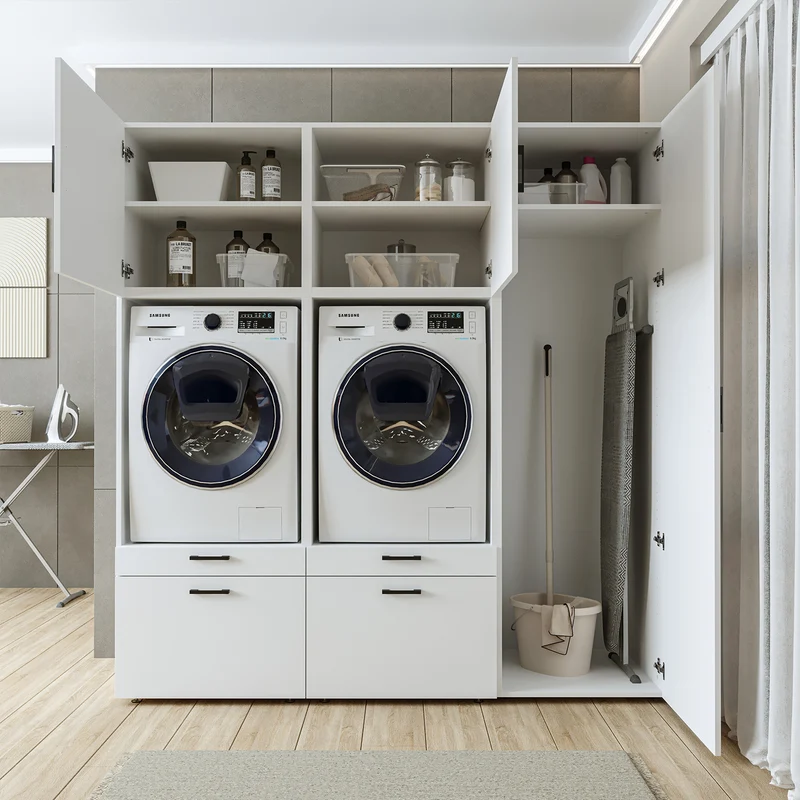 Roomart wasmachinekast SERIE 2, 194 cm, dubbele kast met hoge kast, in 3 kleuren