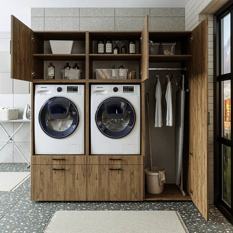 Roomart wasmachinekast SERIE 2, 194 cm, dubbele kast met hoge kast, in 3 kleuren