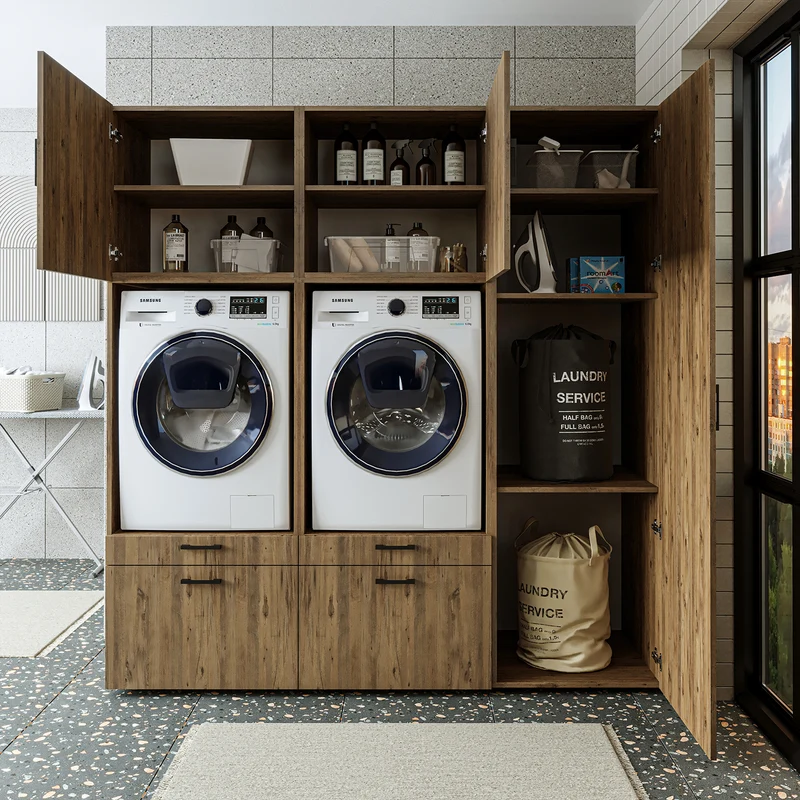 Roomart wasmachinekast SERIE 2, 194 cm, dubbele kast met hoge kast, in 3 kleuren