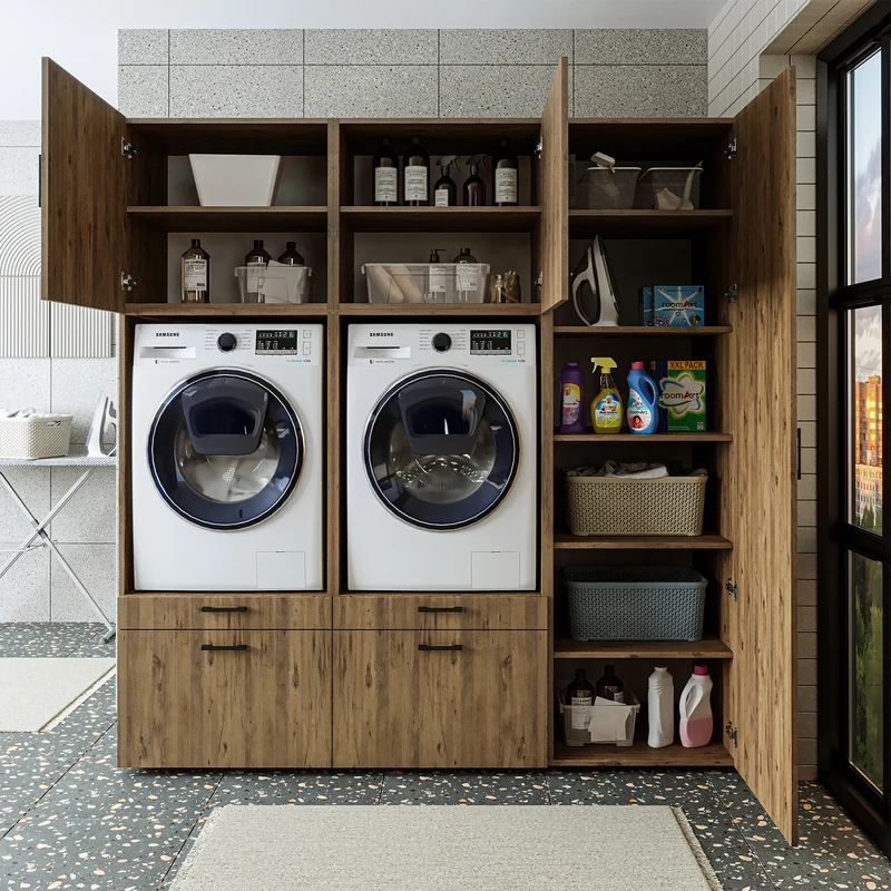 Roomart wasmachinekast SERIE 2, 194 cm, dubbele kast met hoge kast, in 3 kleuren