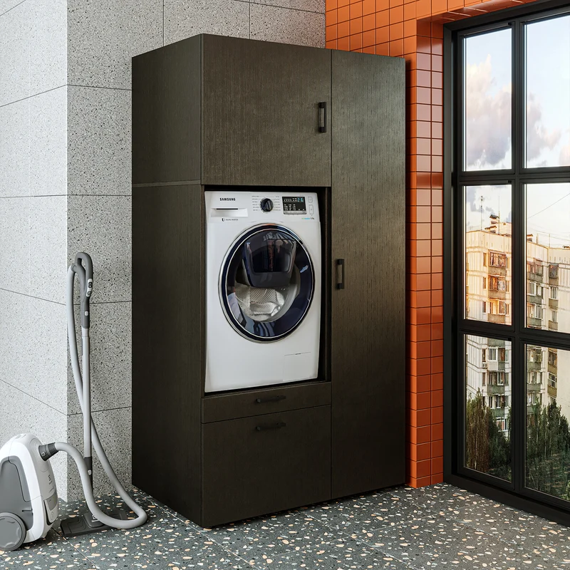 Roomart wasmachinekast SERIE 2, overbouwkast met uittrekplateau en hoge kast, in 3 kleuren