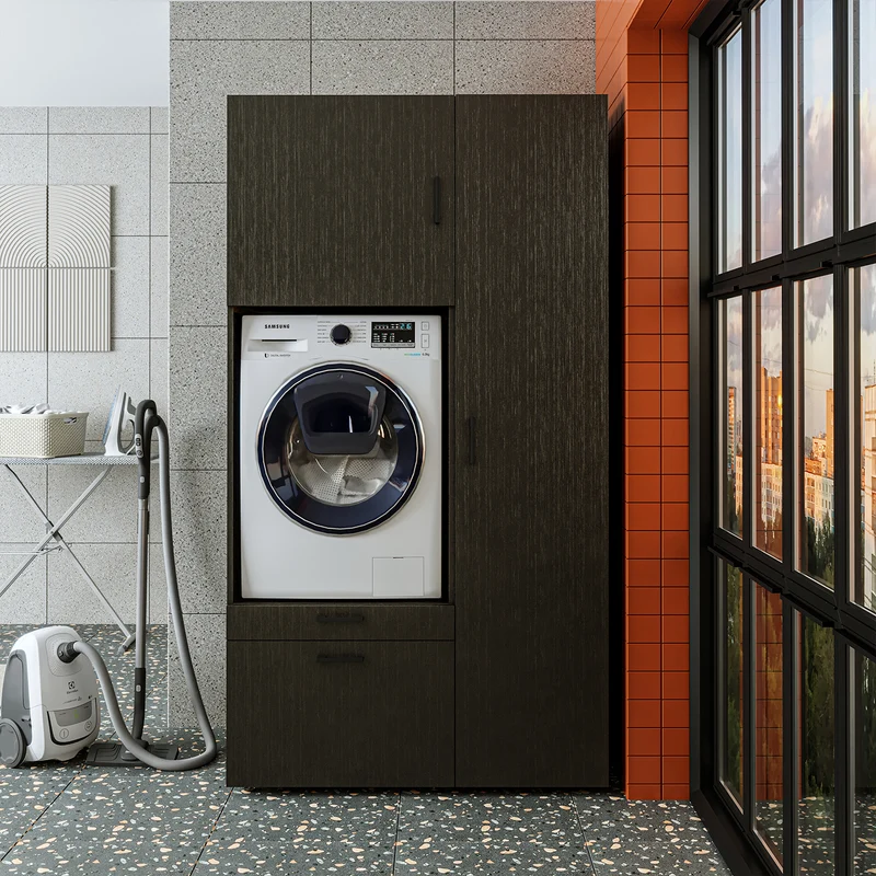 Roomart wasmachinekast SERIE 2, overbouwkast met uittrekplateau en hoge kast, in 3 kleuren