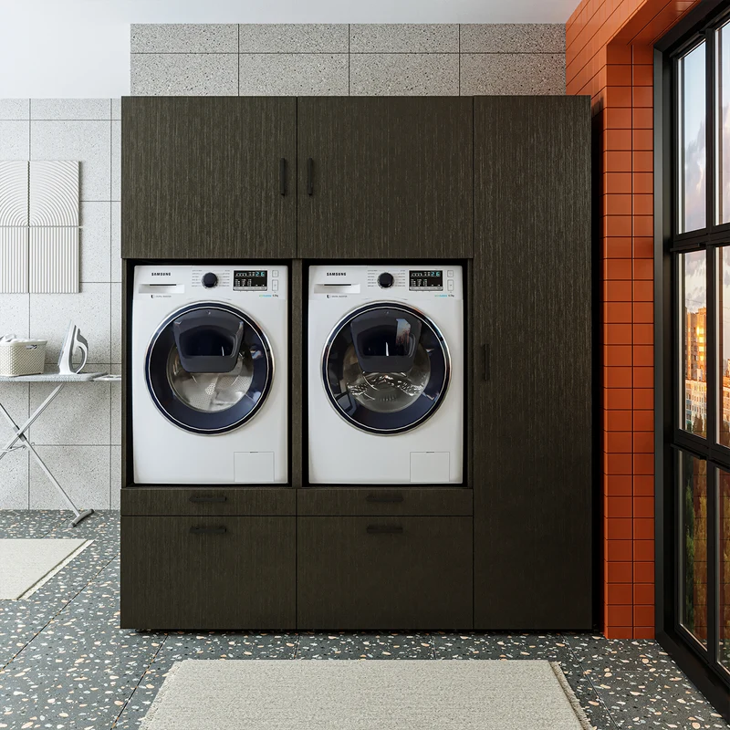 Roomart wasmachinekast SERIE 2, overbouwkast met uittrekplateau en hoge kast, in 3 kleuren