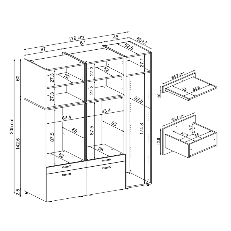 Roomart wasmachinekast SERIE 2, overbouwkast met uittrekplateau en hoge kast, in 3 kleuren