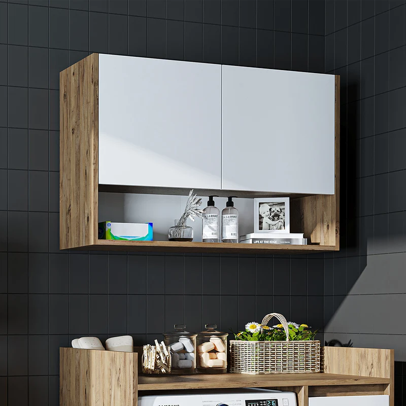 Roomart wasmachinekast DERIN-II, 100 cm, met bovenkast, in 4 kleuren
