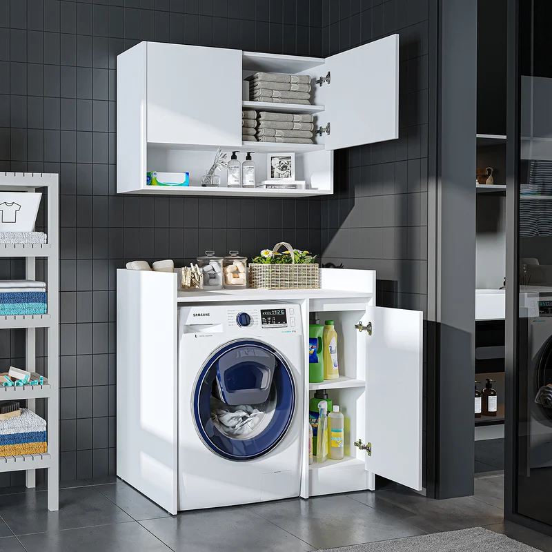 Roomart wasmachinekast DERIN-II, 100 cm, met bovenkast, in 4 kleuren