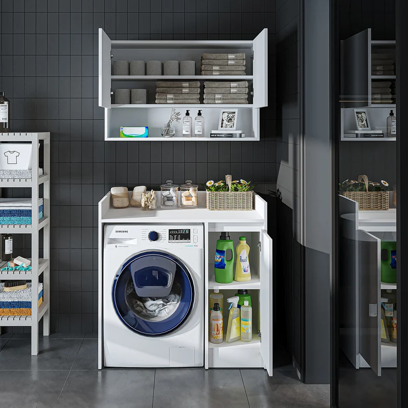 Roomart wasmachinekast DERIN-II, 100 cm, met bovenkast, in 4 kleuren