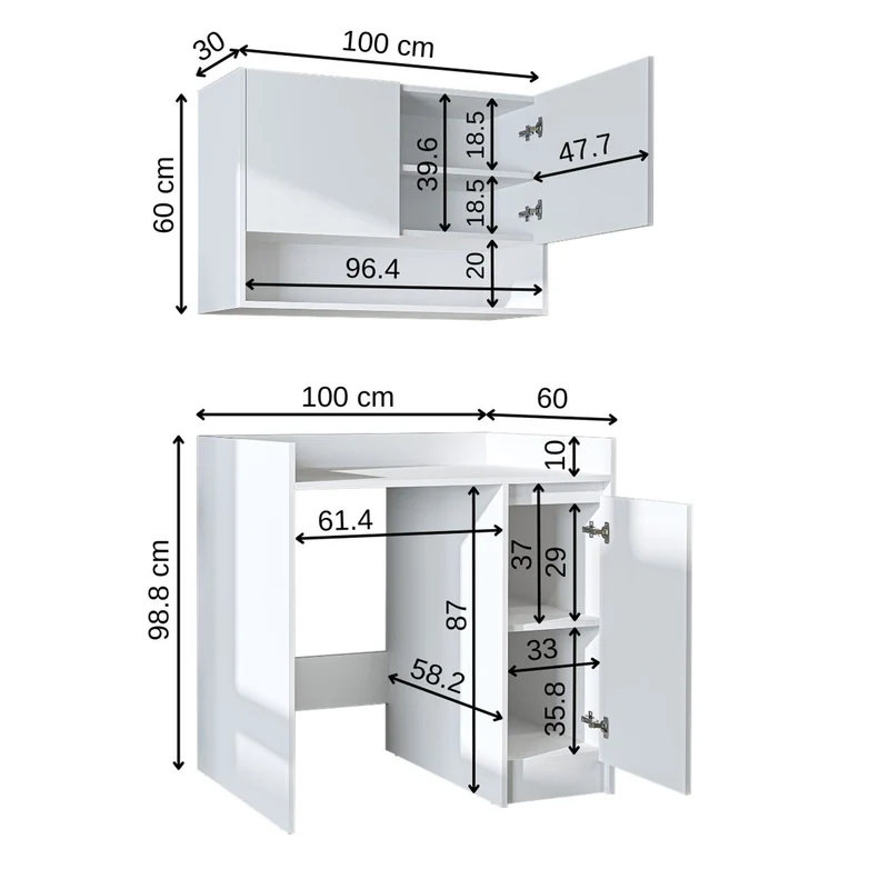 Roomart wasmachinekast DERIN-II, 100 cm, met bovenkast, in 4 kleuren