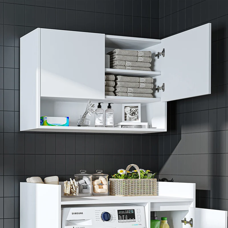 Roomart wasmachinekast DERIN-II, 100 cm, met bovenkast, in 4 kleuren