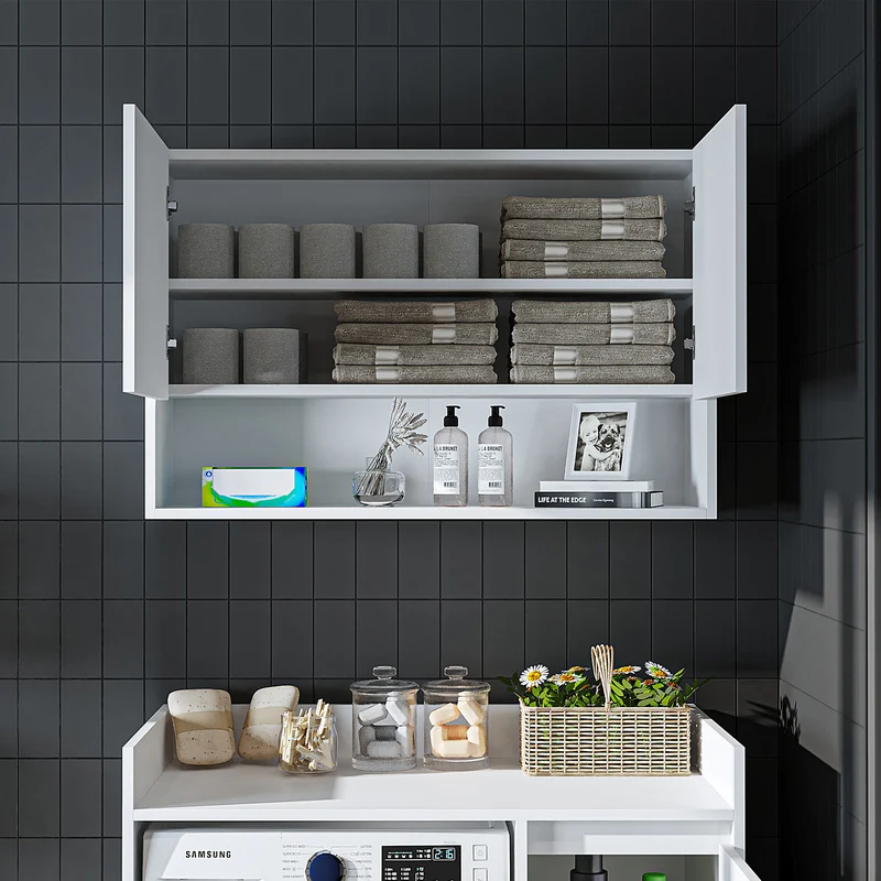 Roomart wasmachinekast DERIN-II, 100 cm, met bovenkast, in 4 kleuren