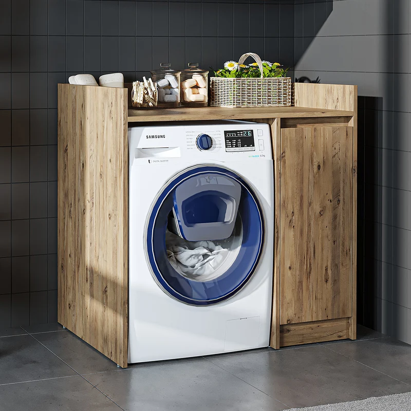 Roomart wasmachinekast DERIN-II, 100 cm, met bovenkast, in 4 kleuren