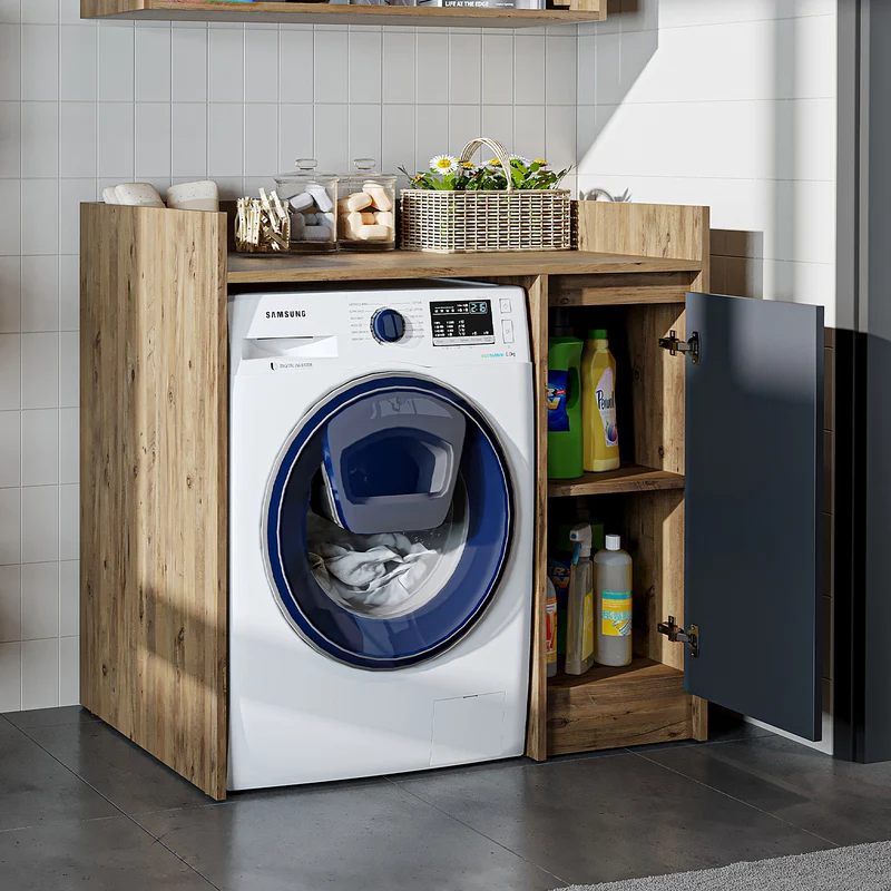 Roomart wasmachinekast DERIN-II, 100 cm, met bovenkast, in 4 kleuren