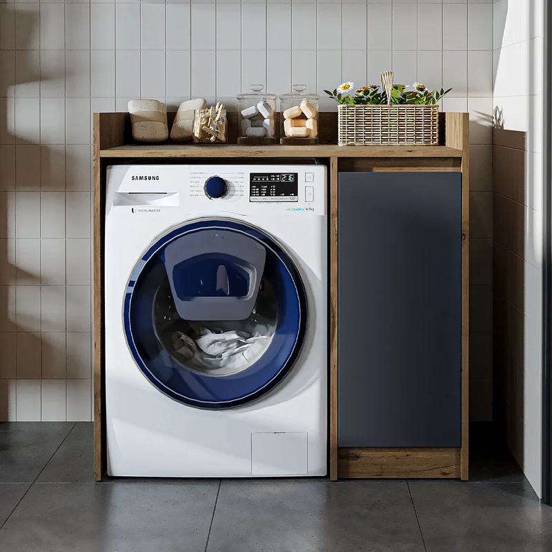 Roomart wasmachinekast DERIN-II, 100 cm, met bovenkast, in 4 kleuren