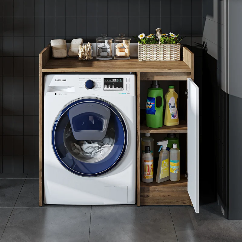 Roomart wasmachinekast DERIN-II, 100 cm, met bovenkast, in 4 kleuren