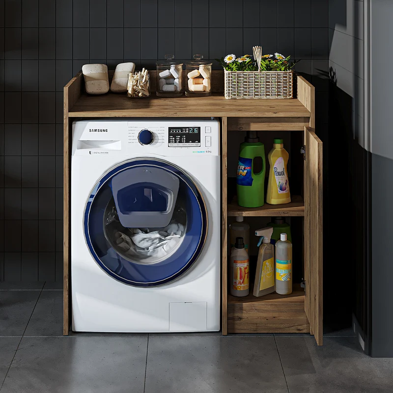 Roomart wasmachinekast DERIN-II, 100 cm, met bovenkast, in 4 kleuren