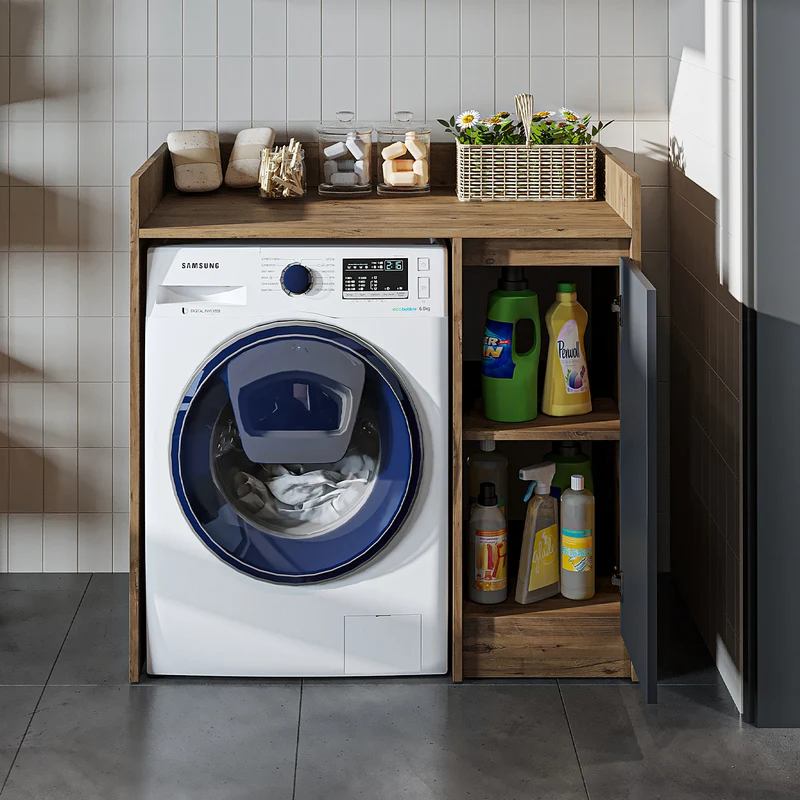 Roomart wasmachinekast DERIN-II, 100 cm, met bovenkast, in 4 kleuren