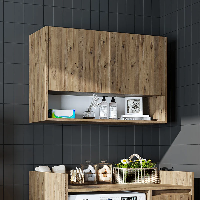 Roomart wasmachinekast DERIN-II, 100 cm, met bovenkast, in 4 kleuren