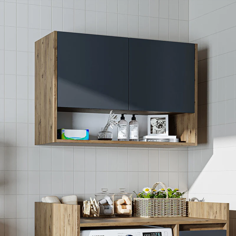 Roomart wasmachinekast DERIN-II, 100 cm, met bovenkast, in 4 kleuren
