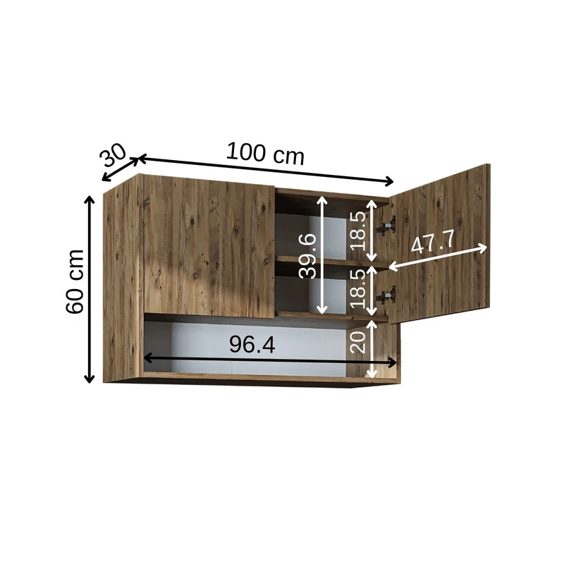 Roomart wasmachinekast DERIN-II, 100 cm, met bovenkast, in 4 kleuren