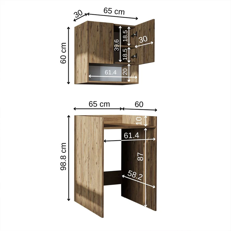 Roomart wasmachinekast DERIN-I, 65 cm, met optionele bovenkast, in 4 kleuren