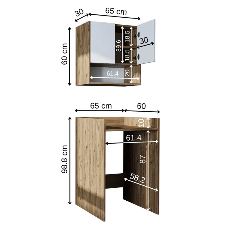 Roomart wasmachinekast DERIN-I, 65 cm, met optionele bovenkast, in 4 kleuren